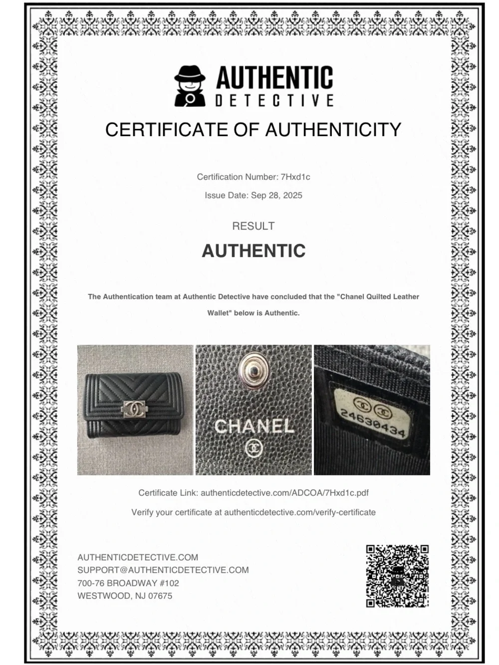 Chanel Black Caviar Chevron Compact Wallet